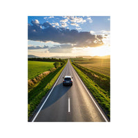 Wandbild Landstrasse mit Auto
