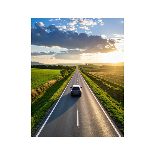 Wandbild Landstrasse mit Auto