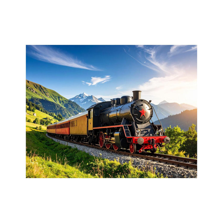 Wandbild Alte Lokomotive in Den Bergen 1