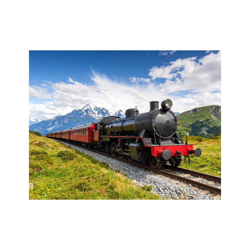 Wandbild Alte Lokomotive in Den Bergen 3