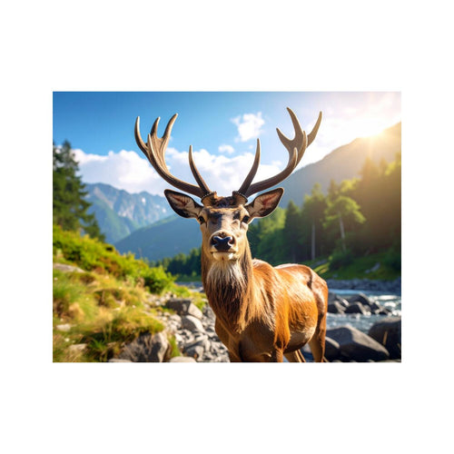 Wandbild Hirsch in wald 2
