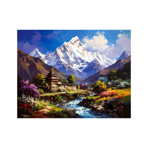 Wandbild Himmalaya Gebirge Zeichnung