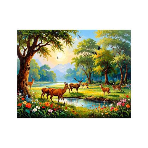 Wandbild Hirschherde Oelgemaelde