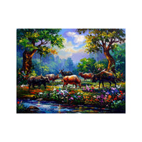 Wandbild Bueffelherde Oelgemaelde
