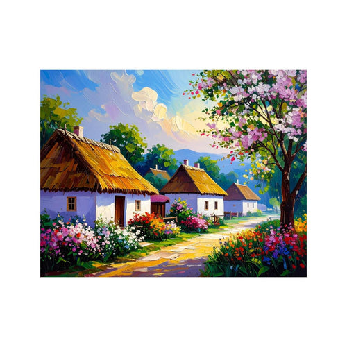 Wandbild Dorf Oelgemaelde 3