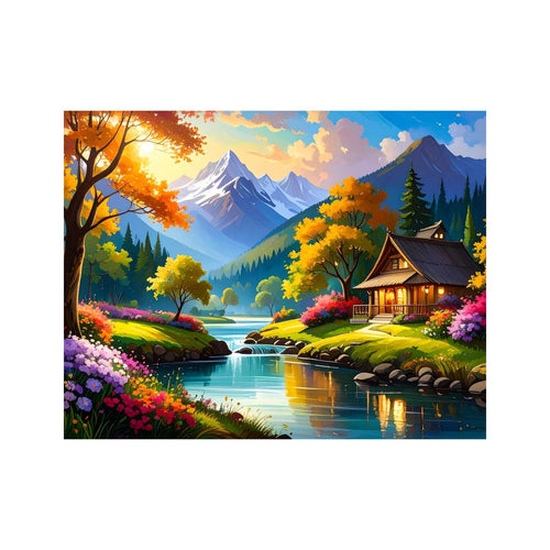 Wandbild Dorf Oelgemaelde 5