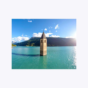 Wandbild Reschensee Suedtirol