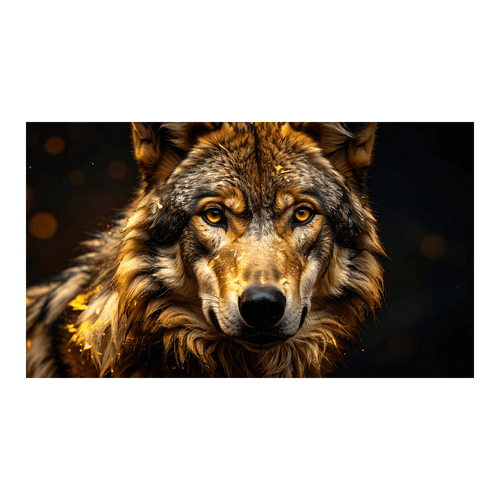 Wandbild Goldener Wolf 1
