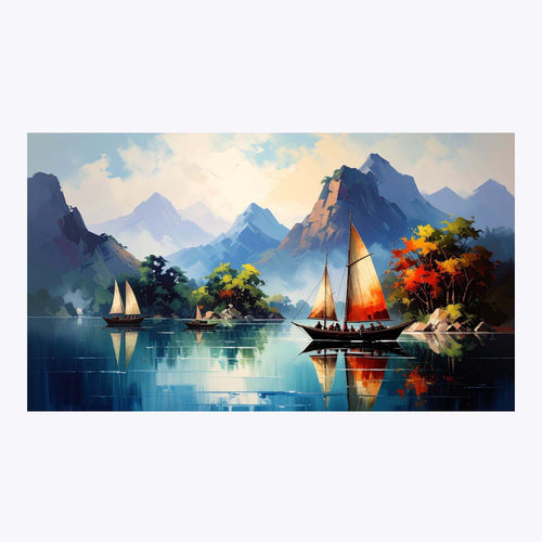 Wandbild malerischer See