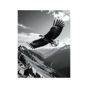 Wandbild Bergadler Schwarz Weiss 3