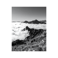Wandbild Wolkenmeer den Alpen Schwarz Weiss 1