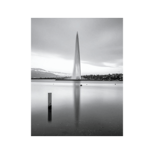 Wandbild Genfersee Schwarz Weiss