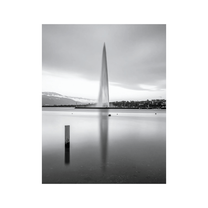 Wandbild Genfersee Schwarz Weiss