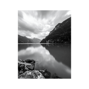 Wandbild Brienzersee Schwarz Weiss