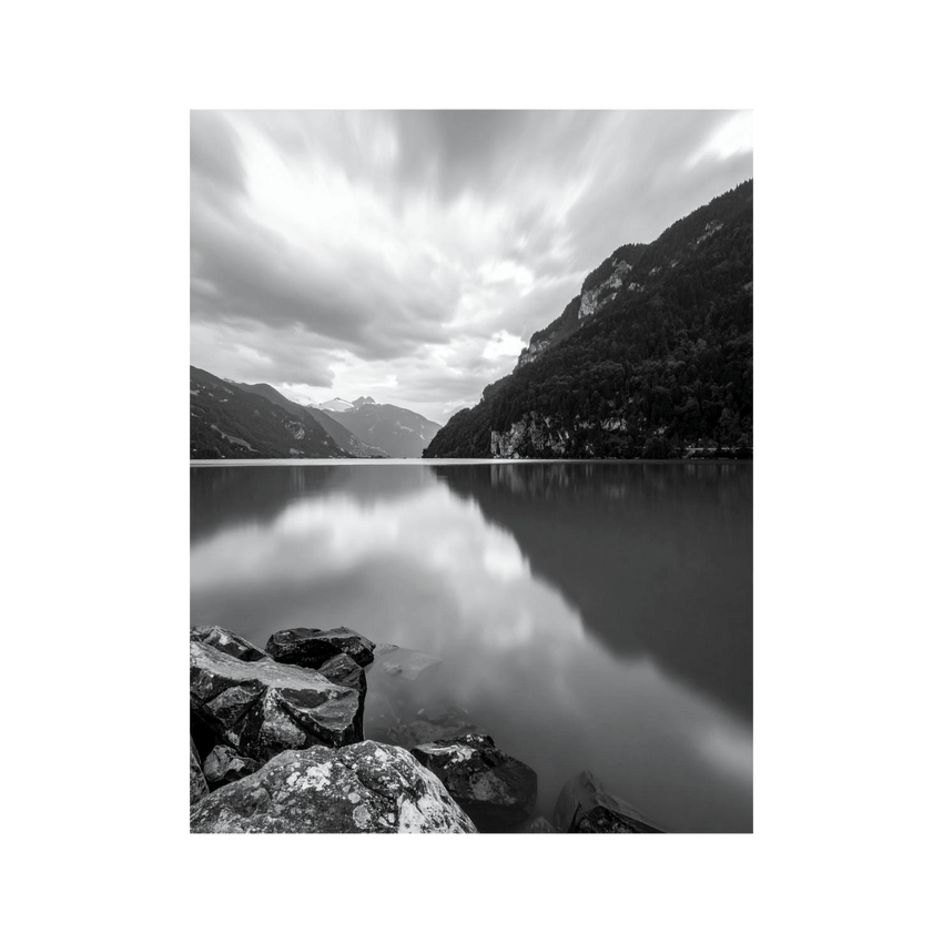 Wandbild Brienzersee Schwarz Weiss