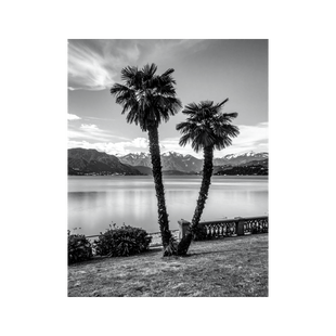 Wandbild Lago Maggiore Schwarz Weiss 1