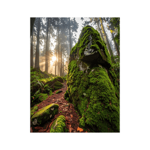 Wandbild Moosbewachsener Stein
