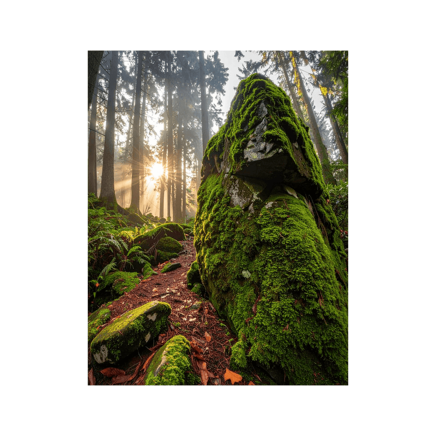Wandbild Moosbewachsener Stein