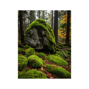 Wandbild Moosbewachsener Stein 2