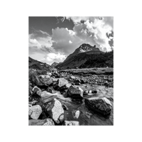Wandbild Bergsee mit Steinen Schwarz Weiss