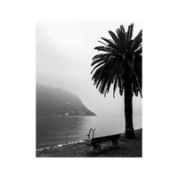 Wandbild Nebeliger Luganersee Schwarz Weiss 2