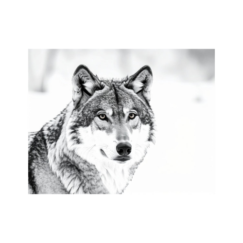 Wandbild Wolf Schwarz Weiss 3