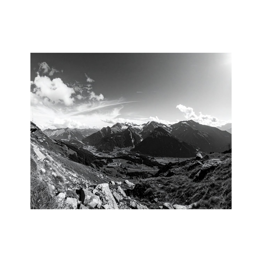 Wandbild Schweizer Alpen Schwarz Weiss 2
