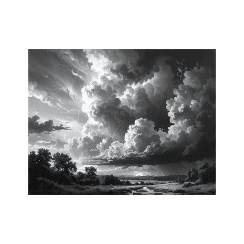 Wandbild Gewitterhimmel Schwarz Weiss 2