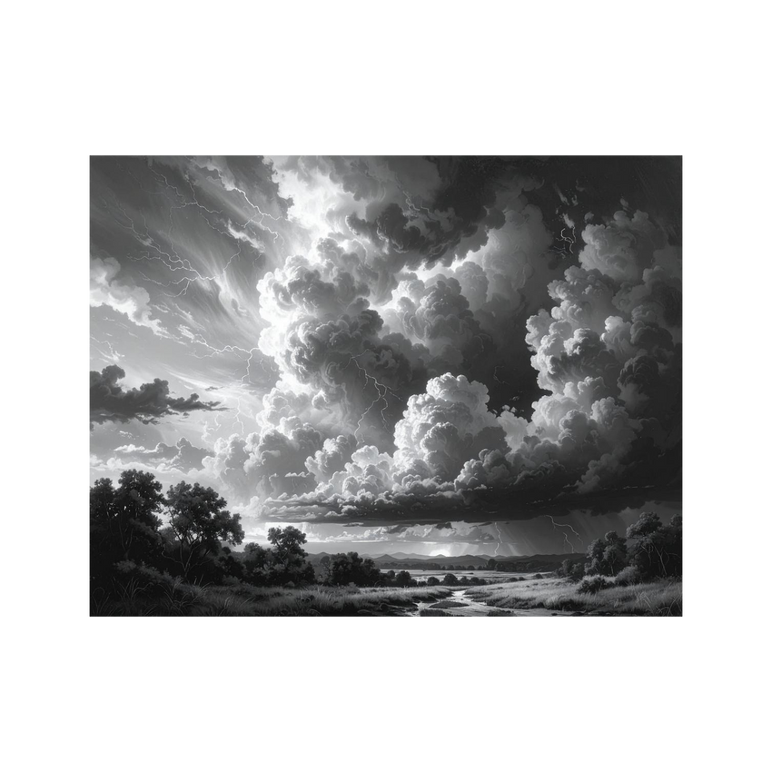 Wandbild Gewitterhimmel Schwarz Weiss 2