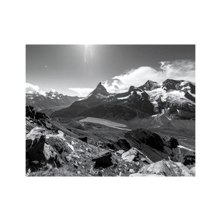 Wandbild Schweizer Alpen Schwarz Weiss 3