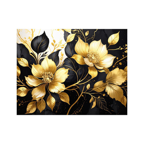 Wandbild goldene Blumen 3